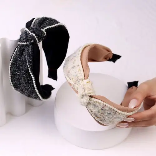 تل پاپیون پارچه ای چهار خونه مرواریدی