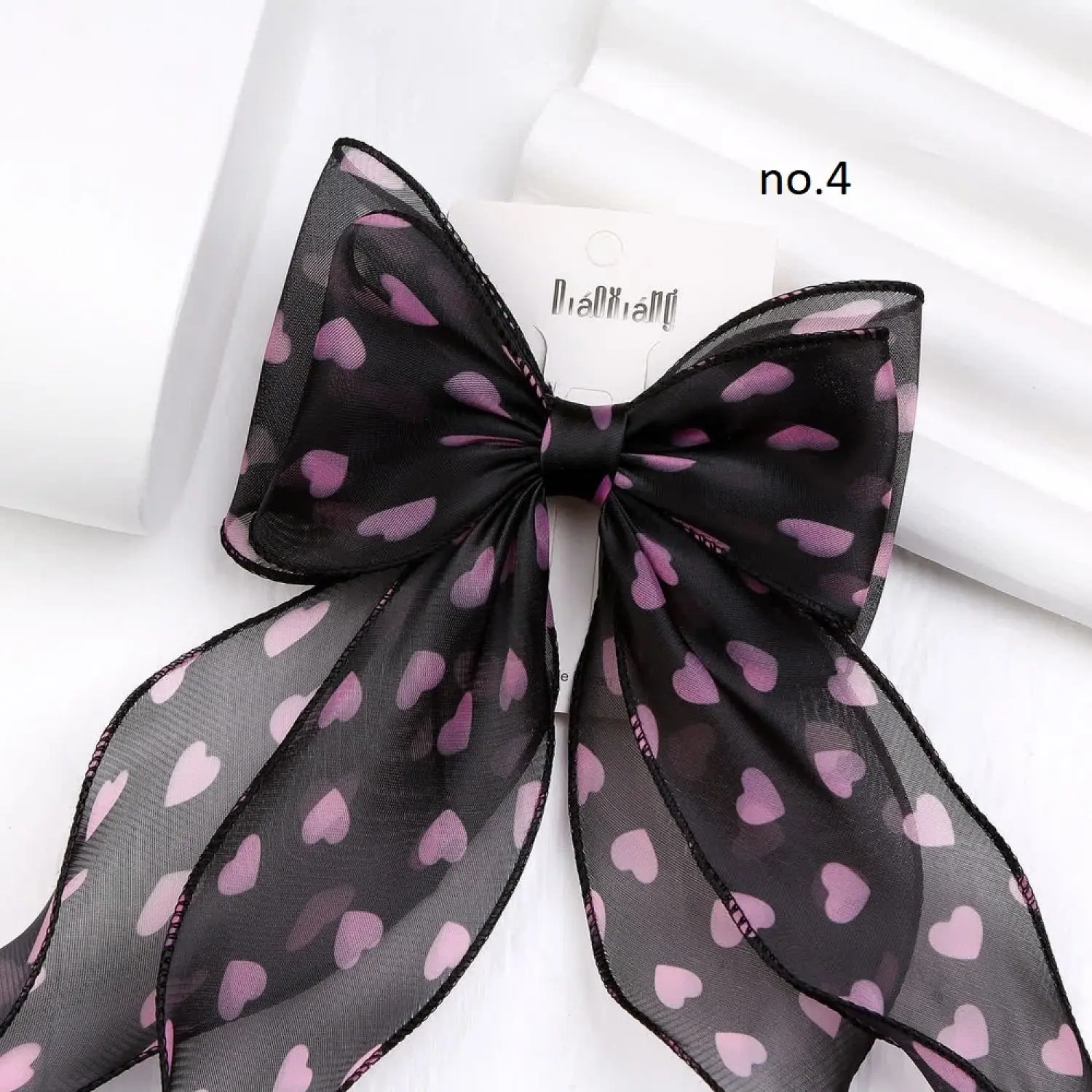 گیره فرانسوی پاپیون حریر طرح قلب