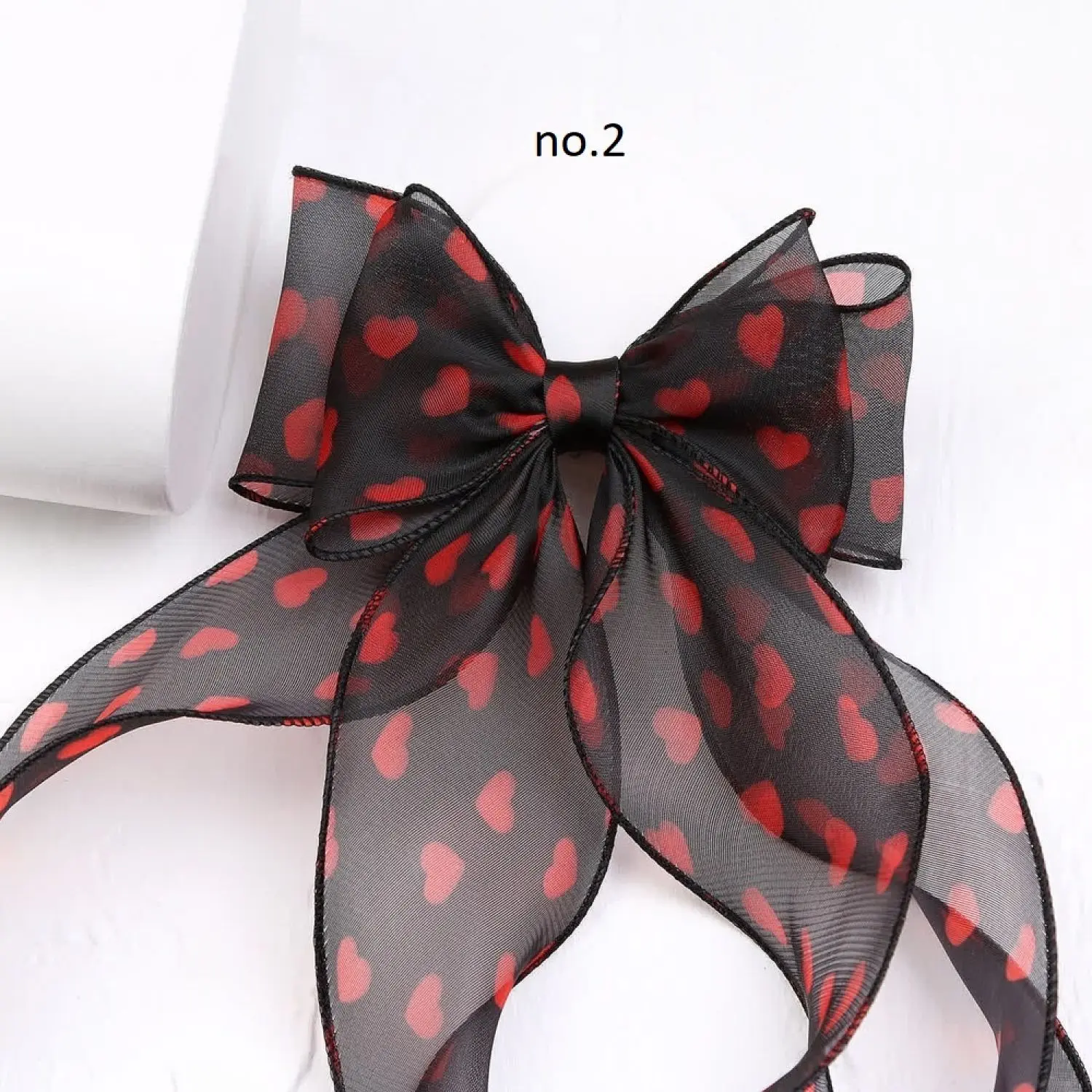 گیره فرانسوی پاپیون حریر طرح قلب