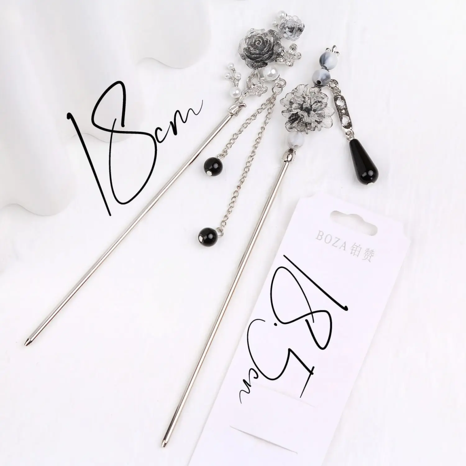 کانزاشی فلزی با گل مشکی