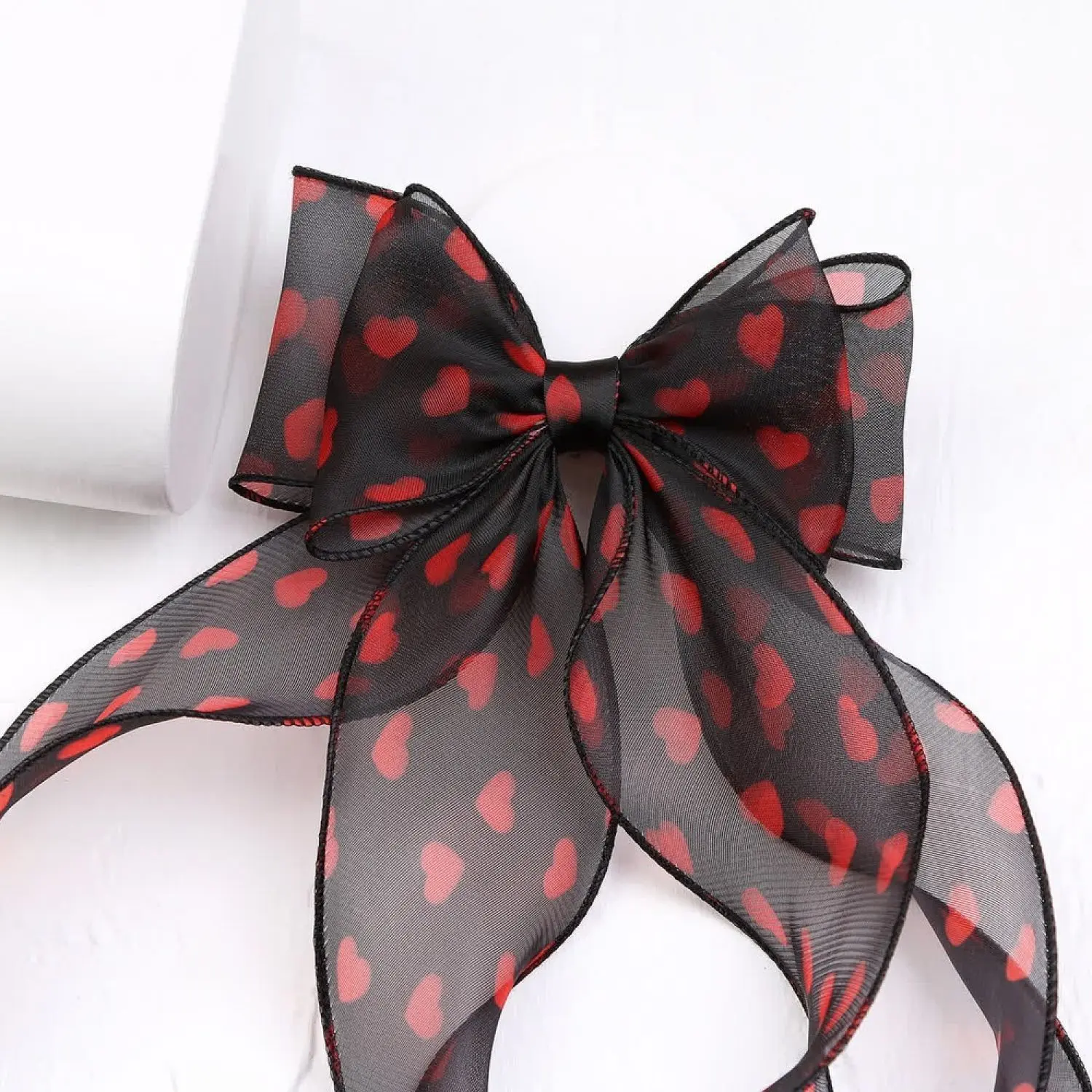 گیره فرانسوی پاپیون حریر طرح قلب