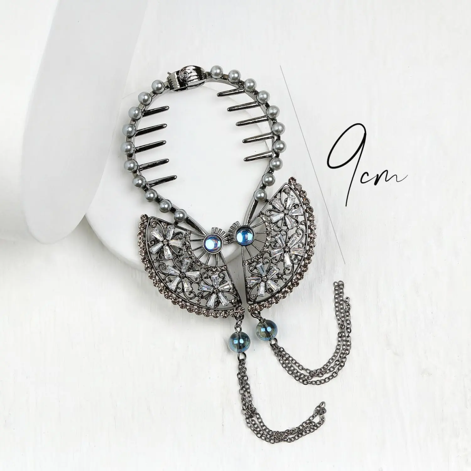 گیره گوجه ای نگین دار 